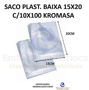 SACO PLAST. BAIXA 15X20 C/10X100 KROMASA