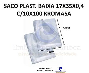 SACO PLAST. BAIXA 17X35X0,4 C/10X100 KROMASA