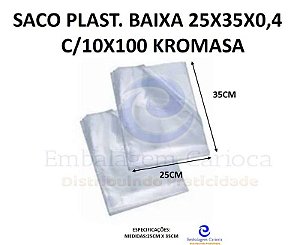 SACO PLAST. BAIXA 25X35X0,4 C/10X100 KROMASA