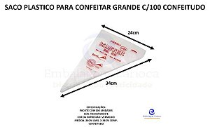 SACO PLASTICO PARA CONFEITAR GRANDE C/100 CONFEITUDO