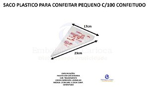SACO PLASTICO PARA CONFEITAR PEQUENO C/100 CONFEITUDO