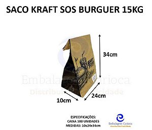 SACO SOS FAST FOOD IMPRESSO 24X10,5X34CM CX C/100 15KG