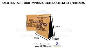SACO SOS FAST FOOD IMPRESSO 31X17,5X36CM CX C/100 20KG
