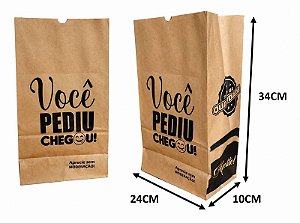 SACO SOS FAST FOOD PEDIU CHEGOU 24X10,5X34CM CX C/100 15KG DUPACK