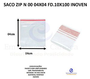 SACO ZIP N 0 4X4CM FD.10X100 INOVEN