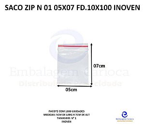 SACO ZIP N 01 05X07 FD.10X100 INOVEN