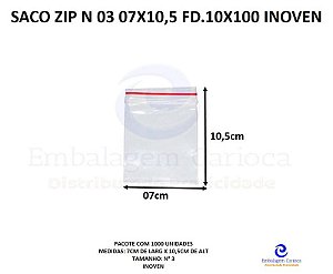 SACO ZIP N 03 07X10,5 FD.10X100 INOVEN