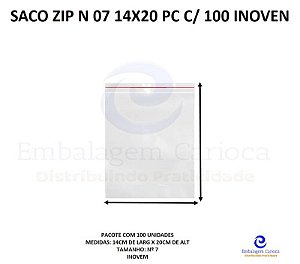 SACO ZIP N 07 14X20 PC C/ 100 INOVEN