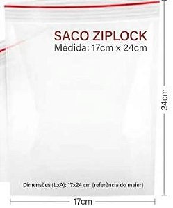 SACO ZIP N 08 17X24 PC C/ 100 INOVEN
