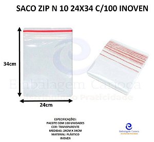 SACO ZIP N 10 24X34 PC C/100 INOVEN