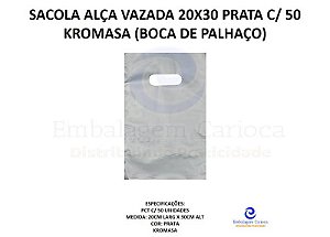 SACOLA ALCA VAZADA 20X30 PRATA C/ 50 KROMASA (BOCA DE PALHACO)