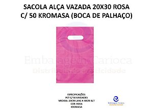 SACOLA ALCA VAZADA 20X30 ROSA C/ 50 KROMASA (BOCA DE PALHACO)