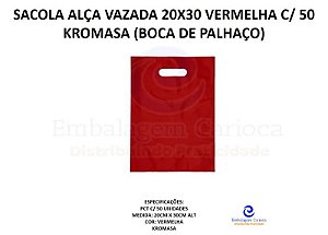 SACOLA ALCA VAZADA 20X30 VERMELHA C/ 50 KROMASA (BOCA DE PALHACO)