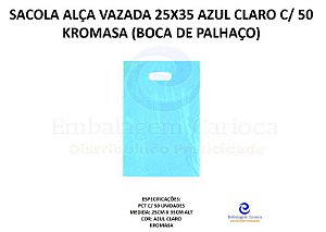 SACOLA ALCA VAZADA 25X35 AZUL CLARO C/ 50 KROMASA (BOCA DE PALHACO)