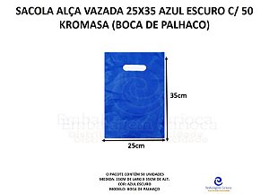 SACOLA ALCA VAZADA 25X35 AZUL ESCURO C/ 50 KROMASA (BOCA DE PALHACO)