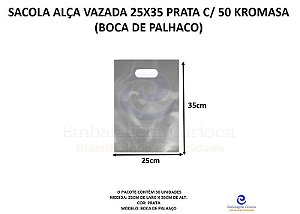 SACOLA ALCA VAZADA 25X35 PRATA C/ 50 KROMASA (BOCA DE PALHACO)