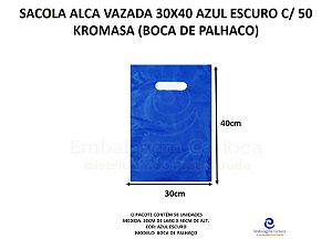 SACOLA ALCA VAZADA 30X40 AZUL ESCURO C/ 50 KROMASA (BOCA DE PALHACO)
