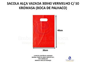 SACOLA ALCA VAZADA 30X40 VERMELHO C/ 50 KROMASA (BOCA DE PALHACO)