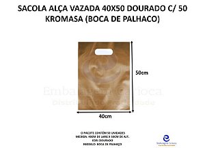 SACOLA ALCA VAZADA 40X50 DOURADO C/ 50 KROMASA (BOCA DE PALHACO)