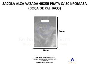 SACOLA ALCA VAZADA 40X50 PRATA C/ 50 KROMASA (BOCA DE PALHACO)