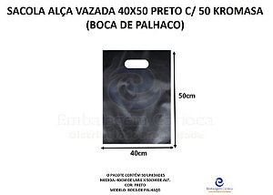 SACOLA ALCA VAZADA 40X50 PRETO C/ 50 KROMASA (BOCA DE PALHACO)