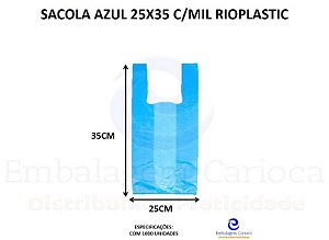SACOLA AZUL 25X35 C/MIL RIOPLASTIC