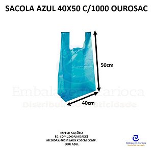 SACOLA AZUL 40X50 C/1000 OUROSAC