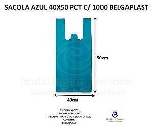 SACOLA AZUL 40X50 PCT C/ 1000 BELGAPLAST