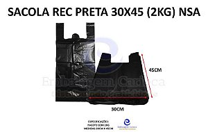 SACOLA CAMISETA PRETA 30X45 C/ 2KG NSA