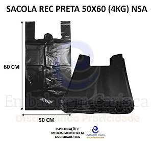 SACOLA CAMISETA PRETA 50X60 C/ 4KG NSA