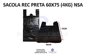 SACOLA CAMISETA PRETA 60X75 C/ 4KG NSA