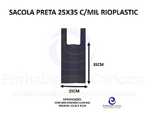 SACOLA PRETA 25X35 C/MIL RIOPLASTIC
