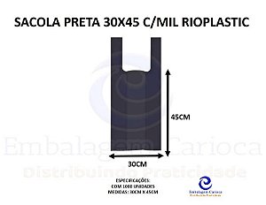 SACOLA PRETA 30X45 C/MIL RIOPLASTIC