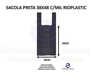 SACOLA PRETA 38X48 C/MIL RIOPLASTIC