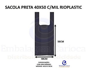 SACOLA PRETA 40X50 C/MIL RIOPLASTIC