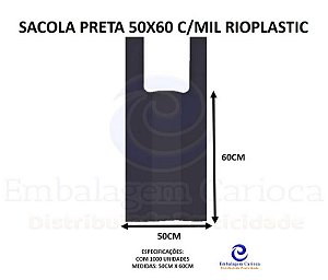 SACOLA PRETA 50X60 C/MIL RIOPLASTIC
