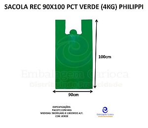 SACOLA REC 90X100 PCT VERDE (4KG) PHILIPPI
