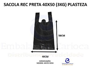 SACOLA REC PRETA 40X50 (3KG) PLASTEZA
