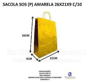 SACOLA SOS (P) AMARELA 26X21X9 C/10 DURA