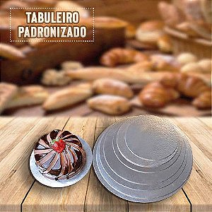 TABULEIRO BOLO LAMINADO PRATA N 32 REDONDO C/25 BX (32CM)