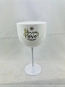 TACA GIN 500ML BRANCA/DOURADA FELIZ ANO NOVO C/50 COD 101 MAZEL