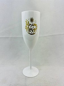 TACA PRIME CHAMPAGNE 180ML BRANCO/DOURADO ANO 1 FELIZ ANO NOVO CX 50 UNID MAZEL COD 37