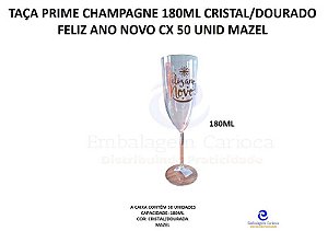 TACA PRIME CHAMPAGNE 180ML BRANCO/DOURADO ANO 2 FELIZ ANO NOVO CX 50 UNID MAZEL COD 41
