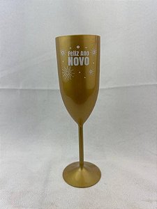 TACA PRIME CHAMPAGNE 180ML DOURADO/BRANCO ANO 2 FELIZ ANO NOVO CX 50 UNID MAZEL COD 42