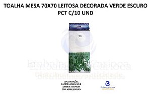 TOALHA MESA 70X70 LEITOSA DECORADA VERDE ESCURO PCT C/10 UND