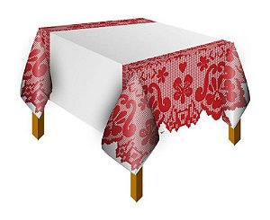 TOALHA MESA 70X70 LEITOSA DECORADA VERMELHO C/ 10 UND