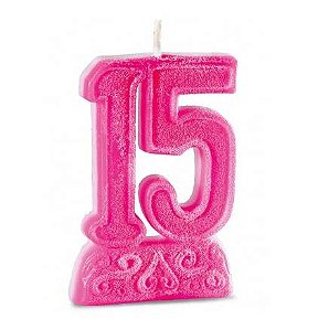 VELA BRILHO BIG 15 ANOS ROSA CX. C/10