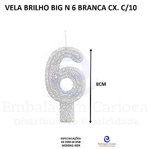 VELA BRILHO BIG N 6 BRANCA CX. C/10