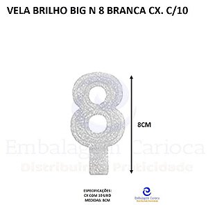 VELA BRILHO BIG N 8 BRANCA CX. C/10