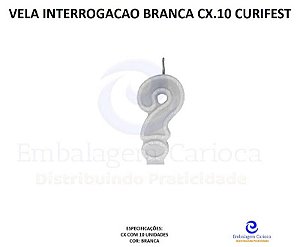 VELA INTERROGACAO BRANCA CX.10 CURIFEST